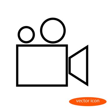 Bir film projektörü ya da bir film kamera, bir düz çizgi simgesi bir basit stilize doğrusal vektör görüntü