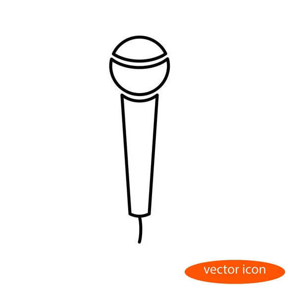 Uma imagem vetorial linear simples de um microfone, um ícone de linha plana —  Vetores de Stock