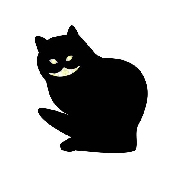 Ilustração vetorial de um gato preto sorridente e ranger, estilo plano — Vetor de Stock