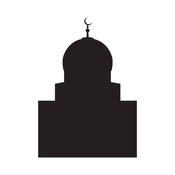 Vector picture of a silhouette of a mosque with a large dome and a crescent, a flat icon — Stock Vector