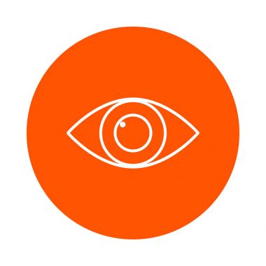 Vektör tek renkli yuvarlak simge göz düz stil görüntü ile