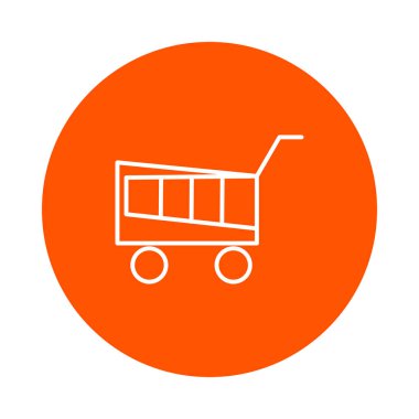 Vektör tek renkli yuvarlak alışveriş sepeti simgesini, düz stil