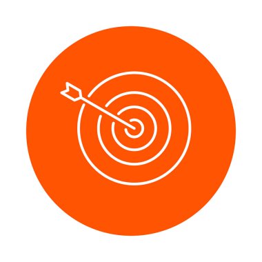 Vektör tek renkli yuvarlak hedef düz stil Merkezi'nden çıkıntılı ok simgesi