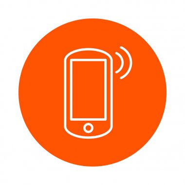 Vektör tek renkli yuvarlak simge akıllı telefon vericisi verileri, düz stil