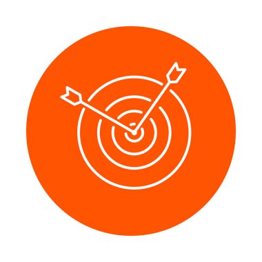 Vektör tek renkli yuvarlak hedef düz stil Merkez dışında yapıştırma iki ok simgesini