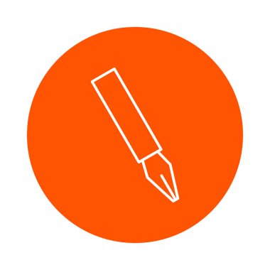 Dolma kalem, vektör tek renkli yuvarlak simge, düz stil