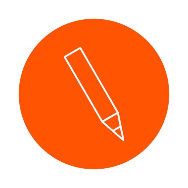 Basit kalem, vektör tek renkli yuvarlak simge, düz stil