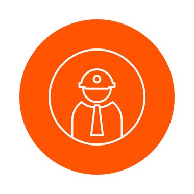 Fener ve kravat, vektör tek renkli yuvarlak simge, düz stil ile kask oluşturucu