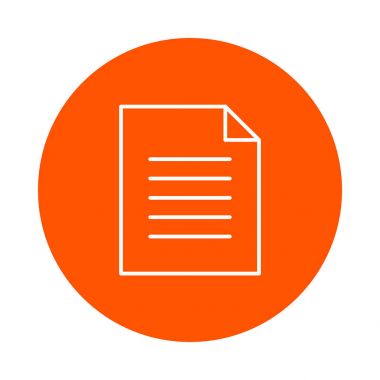 Bir parça kağıt kavisli bir köşe ve metin makale ile bir vektör tek renkli yuvarlak simge, düz bir stil