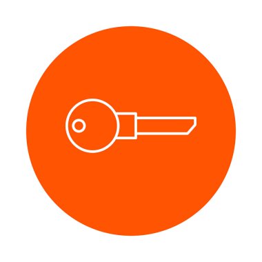 Anahtar araba veya otel odası, vektör tek renkli yuvarlak simge, düz stil