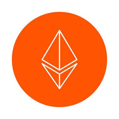 Ethereum Kripto para birimi, vektör tek renkli yuvarlak simge, düz stil sembolü.