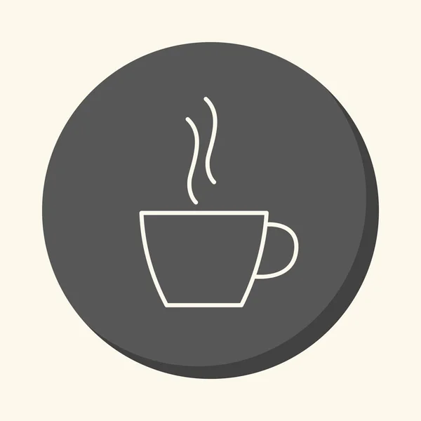 Forró ital - kávé vagy tea, vektor kupája kerek lineáris ikon-val kötet illúzió. — Stock Vector