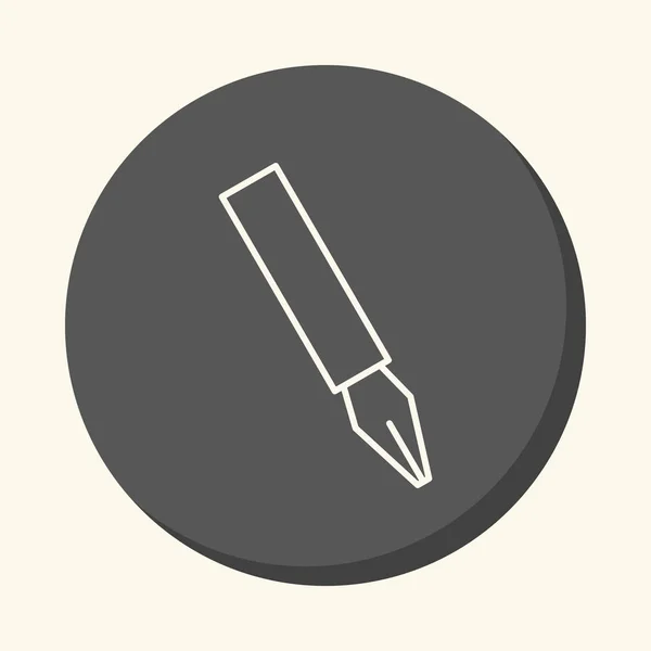 Фонтанна ручка, векторна кругла лінійна іконка з ілюзією об'єму — стоковий вектор