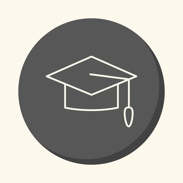 毕业的学校帽，矢量圆带卷的幻觉，简单的色彩变化的线性图标 — 图库矢量图片