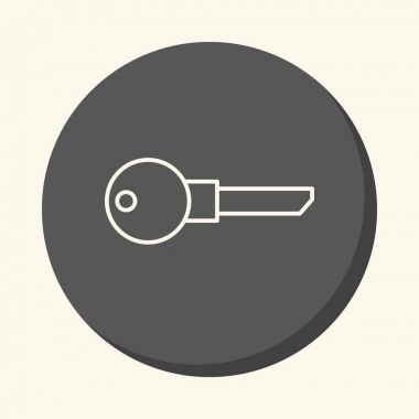 Anahtar kilit üzerinden, vektör yuvarlak doğrusal simgesi, basit renk değişimi