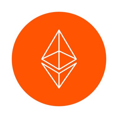 Vektör modifiye dijital Kripto para Etneryum sembolü, tek renkli yuvarlak satırı simgesi, basit renk değişimi