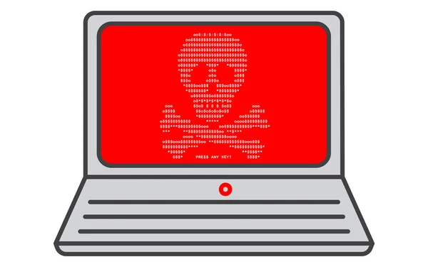 De aanval van het virus op laptop scherm, vectorillustratie. — Stockvector