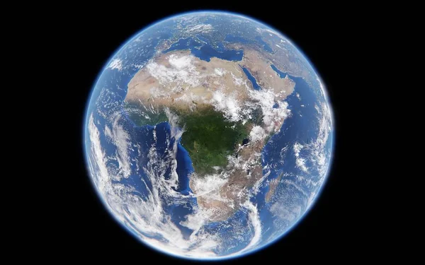 3d representación de la imagen del planeta tierra desde el espacio, detalles de la vista del planeta tierra de África, elementos de la imagen son proporcionados por la NASA . — Foto de Stock