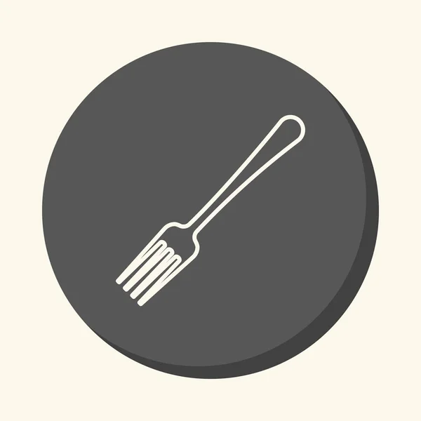 Tenedor para alimentos, vector redondo icono lineal con la ilusión de volumen, cambio de color simple — Vector de stock