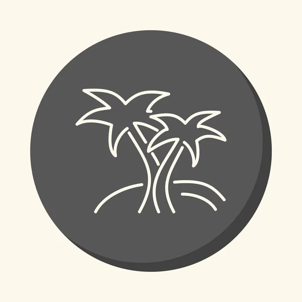 Dos palmas en la isla, vector icono de línea redonda con la ilusión de volumen, cambio de color simple — Archivo Imágenes Vectoriales