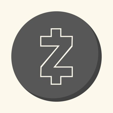 Dijital Kripto para Zcash, yanılsama birimin, basit renk değişimi ile doğrusal simgesi yuvarlak sembolü
