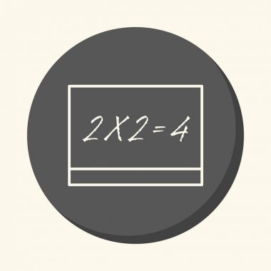 Beyaz bir yazıt ile bir okul yönetim kurulu iki kere iki dört, birimin bir yanılsama, bir öğe okul siteniz veya kitapçık için vektör dairesel çizgi simgesiyle eşittir