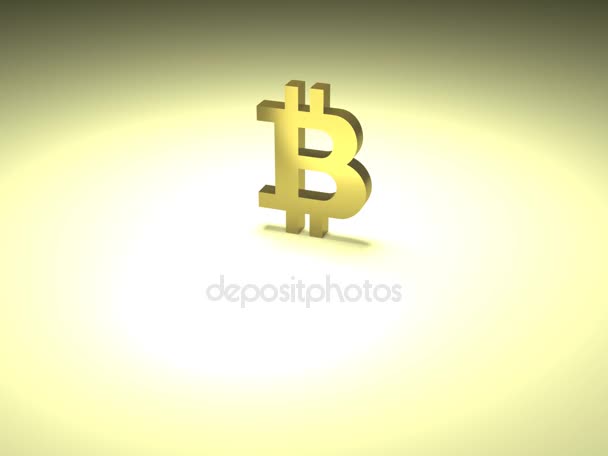 Символ Bitcoin вибухає на дрібні шматочки, 3d-рендерінг — стокове відео