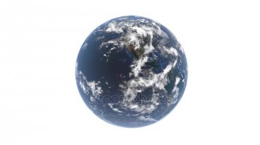 Uzay - bir görünümden bir katman bulutların arkasında bir mavi seyyare yerküre kendi ekseni etrafında döner, beyaz bir arka plan, 3d render, Nasa tarafından döşenmiş bu görüntü unsurları izole