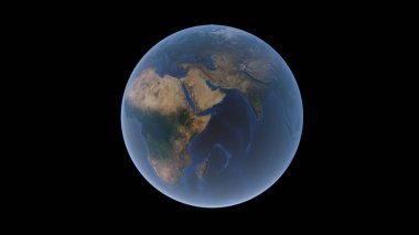Afrika ve Eurasia toprak, Arap Yarımadası'nda şehir merkezinde bir izole küre, 3d render topa.