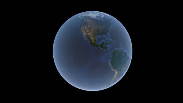 Océanos Pacífico y Atlántico y América del Norte y del Sur en el Earth Ball, un globo aislado sobre un fondo negro, representación 3D, elementos de esta imagen proporcionados por la NASA . — Foto de Stock