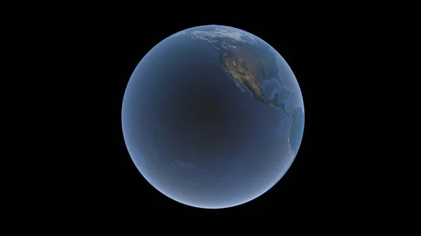 Oceano Pacifico e Nord America sulla sfera terrestre, globo isolato su sfondo nero, rendering 3D . — Foto Stock