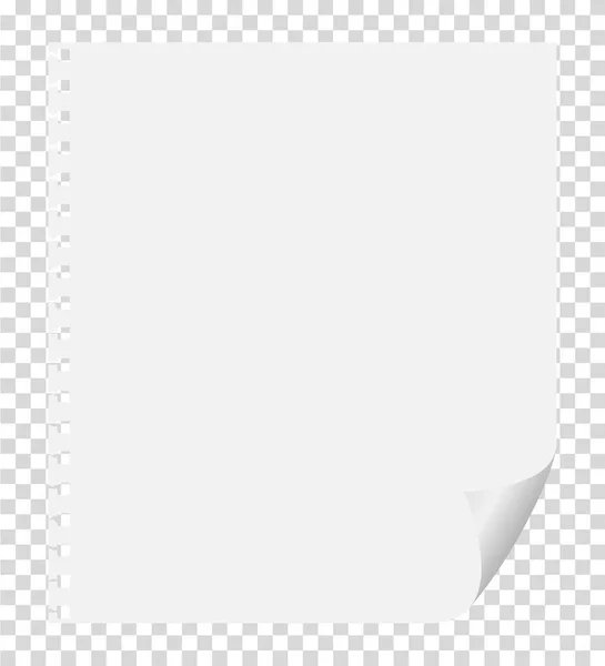 Un morceau de papier avec un coin incurvé sur un fond imitant la transparence, vecteur — Image vectorielle