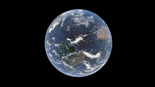 The Atlantic Ocean between South America and Africa behind a layer of clouds on Earth Ball, an isolated globe, 3D rendering, elements of this image are furnished by NASA. — Stock Photo, Image