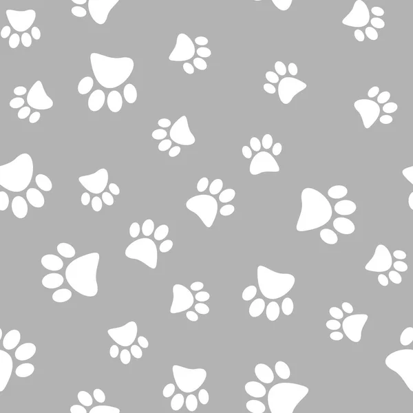 Gri bir arka plan üzerinde beyaz vahşi hayvan Dikişsiz desen vektör çizim paws