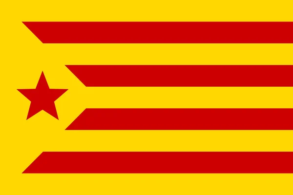 Bandeira informal de terras catalãs, estelada vermelha, vetor . —  Vetores de Stock