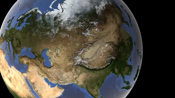 Camera rijdt op de Krim-schiereiland op de aarde aardbol, 3D-rendering, de elementen van dit beeld zijn ingericht door de Nasa — Stockvideo