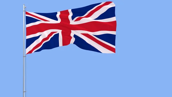 Flag of United Kingdom on a flagpole fluttering in the wind on blue background, 3d rendering — Stock Photo, Image