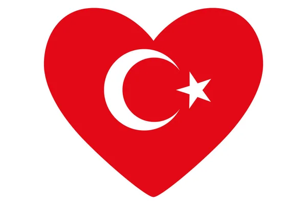 ハートの色とトルコ国旗のシンボルで、ベクトル. — ストックベクタ