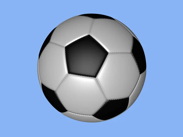 บอลฟุตบอลที่โดดเดี่ยวที่สมจริง บนพื้นหลังสีฟ้า, 3D rendering . — ภาพถ่ายสต็อก