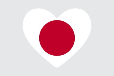 Kalp renkleri ve sembolleri Japon bayrağı, vektör.