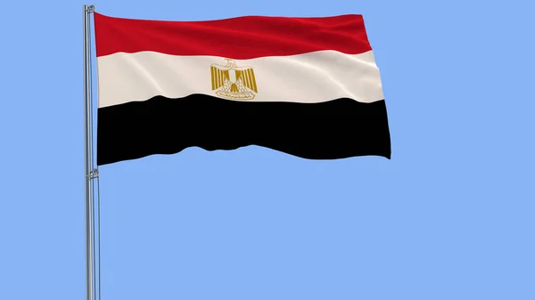 Egypten flagga på en flaggstång som fladdrar i vinden på en blå bakgrund, 3d-rendering. — Stockfoto