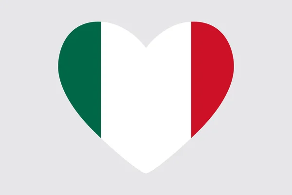 Corazón en colores de la bandera de México, vector . — Vector de stock