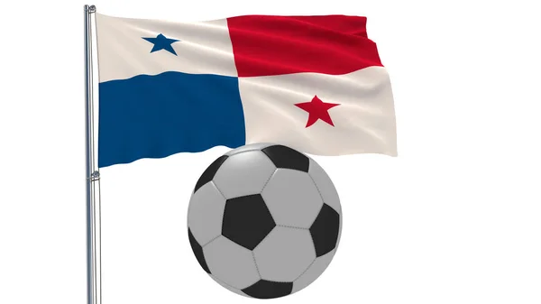 Panama és futball labda, repülő körül, egy fehér háttér, 3d rendering reális Durian zászlaja. — Stock Fotó