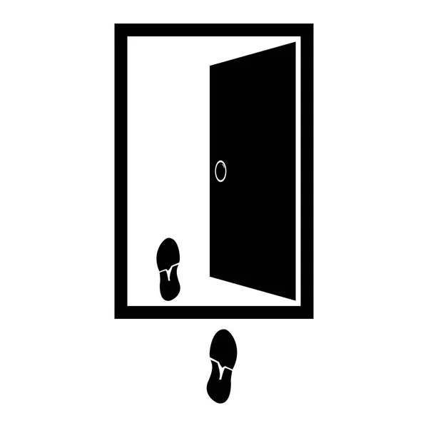 Açık bir kapı vektör çizim diziniz yakın, düz stil ayakkabı ile