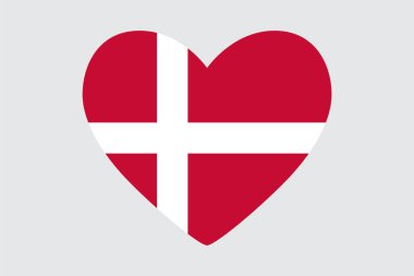 Danimarka bayrağı renklerde kalp, vektör.