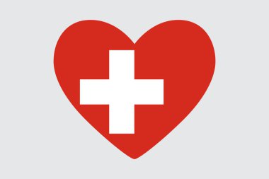 İsviçre bayrağı renklerde kalp, vektör.