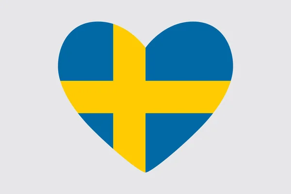 Herz in den Farben der schwedischen Flagge, Vektor. — Stockvektor