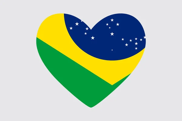 Corazón en colores de la bandera de Brasil, vector . — Vector de stock