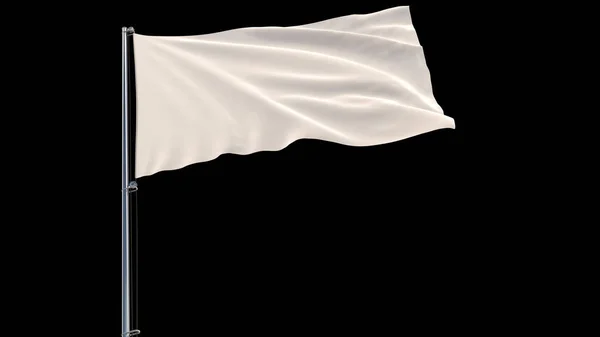 黒の背景、3 d レンダリングに風になびく旗を白い旗を分離します。 — ストック写真