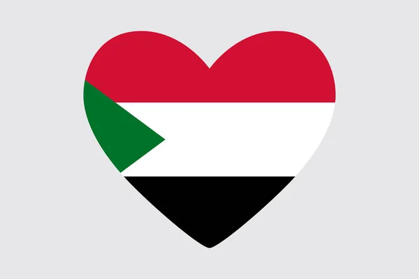 Corazón en colores de la bandera de Sudán, vector . — Vector de stock